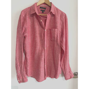 Banana Republic 100% Linen Camden Fit Long Sleeve Button Shirt pink Mens Size M